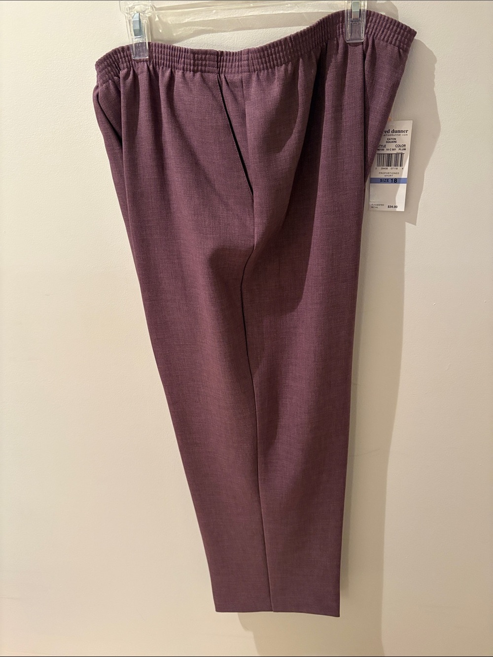 Alfred Dunner Women's Elastic-Waist Trousers in Plum